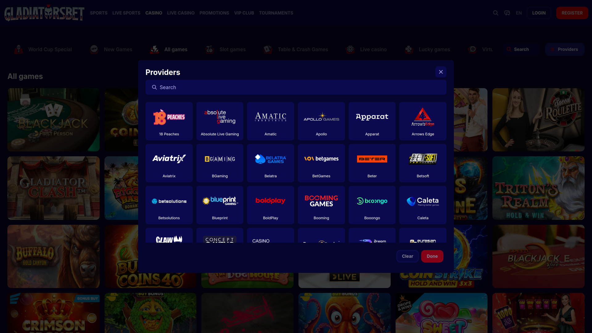 Gladiatorsbet Casino Desktop game developers