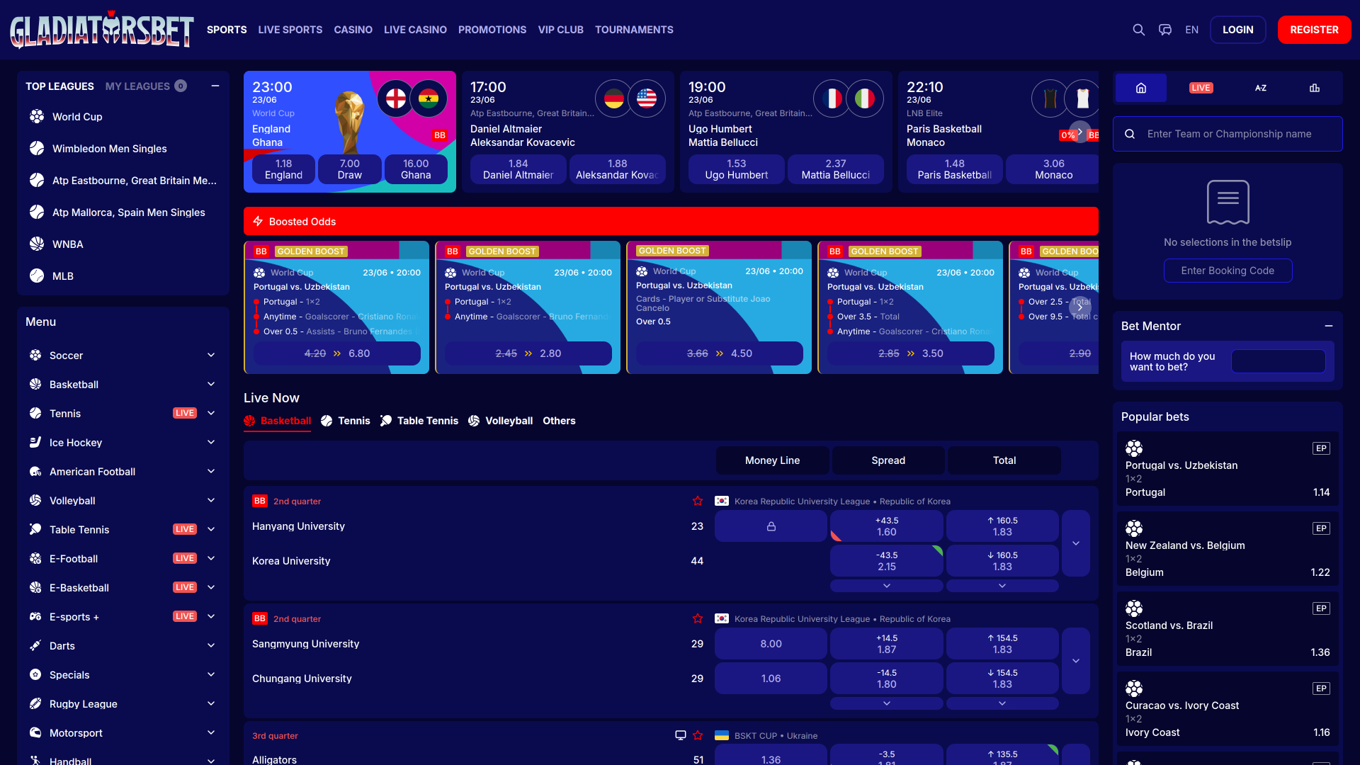 Gladiatorsbet Casino Desktop sports