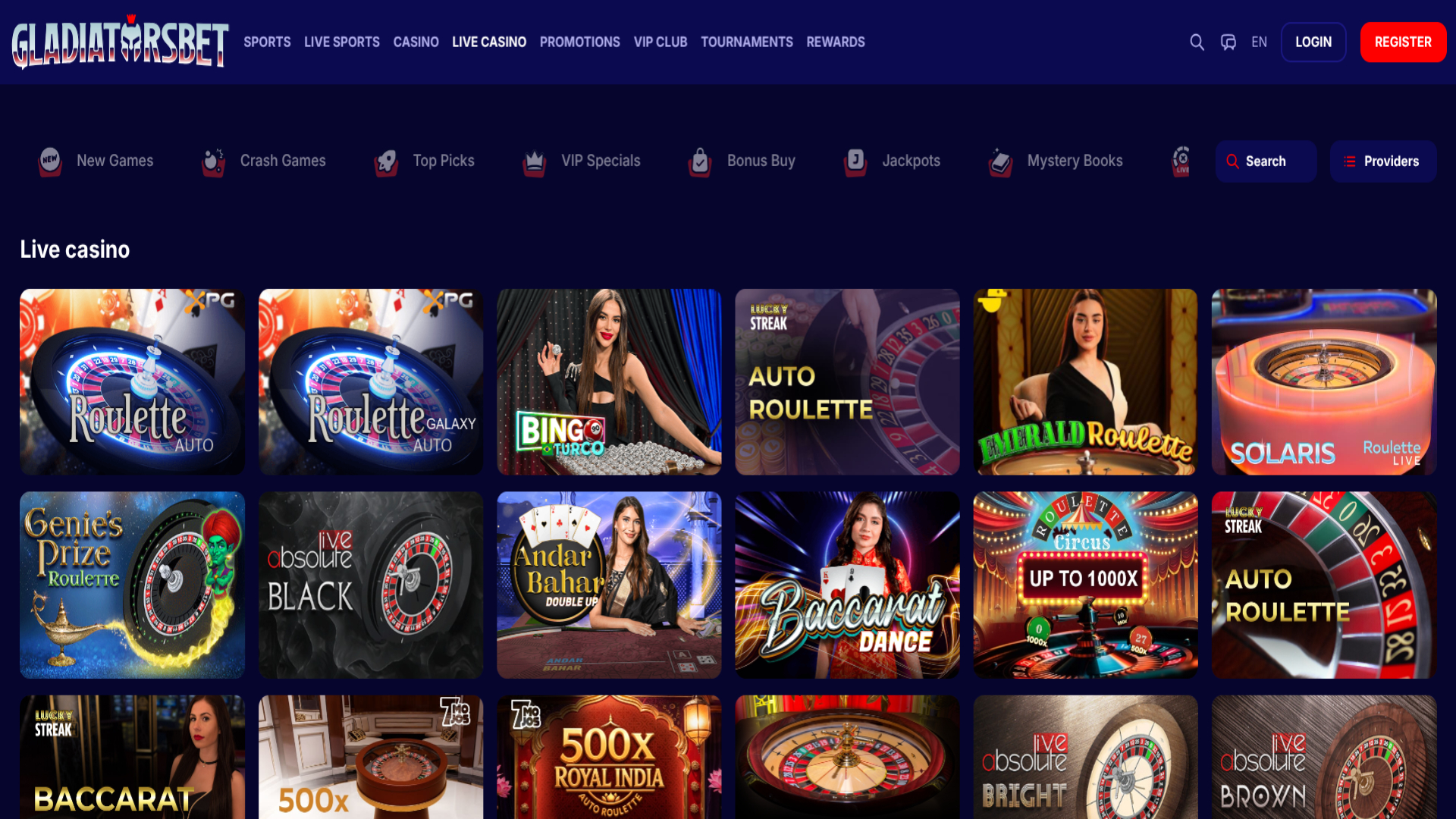 Live Dealer screenshot of GladiatorsBet Casino for Desktop