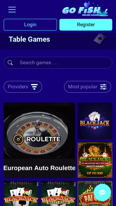 Go Fish Casino Mobile Table Games