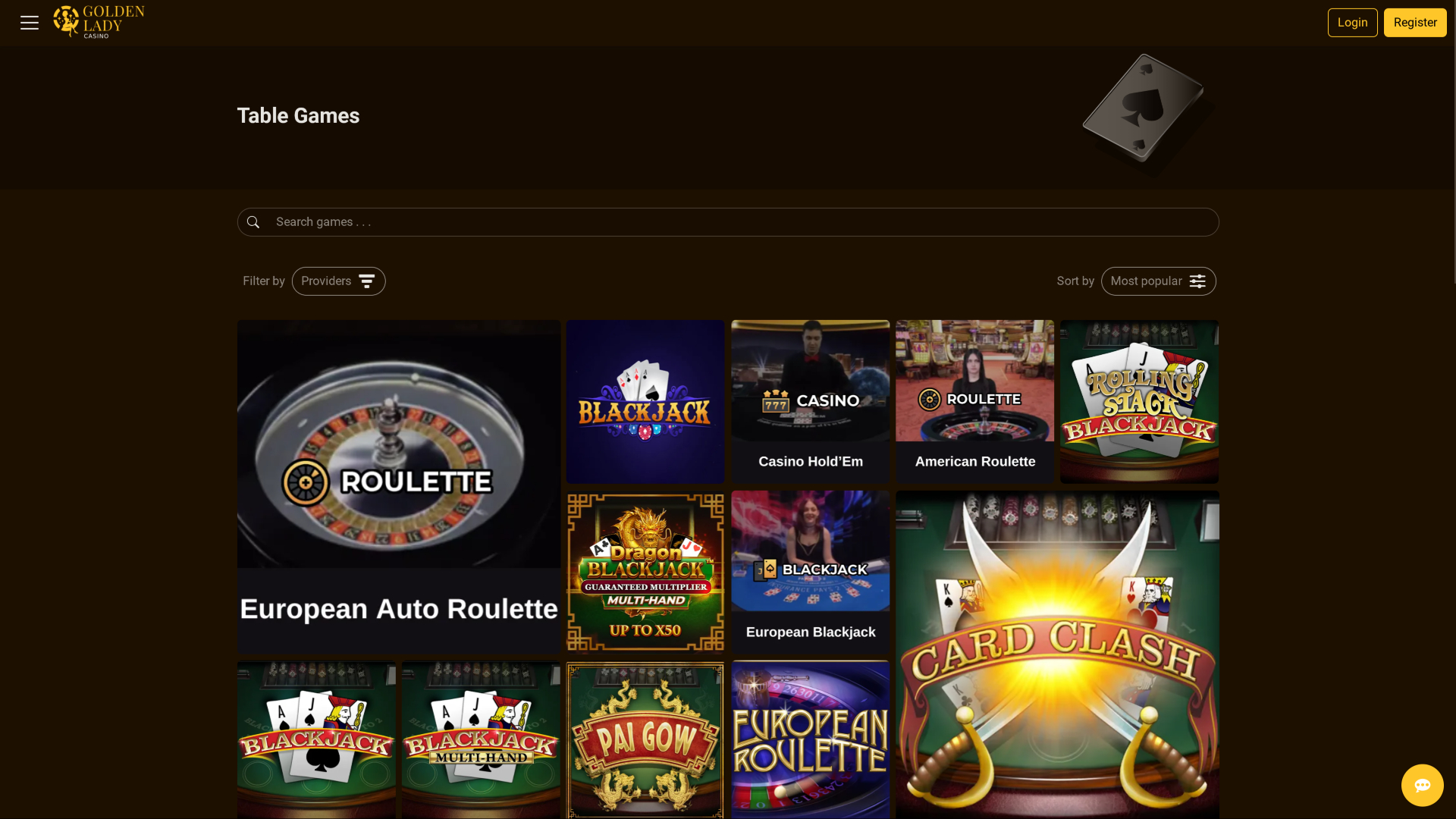 Golden Lady Casino Desktop Table Games