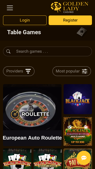 Golden Lady Casino Mobile Table Games