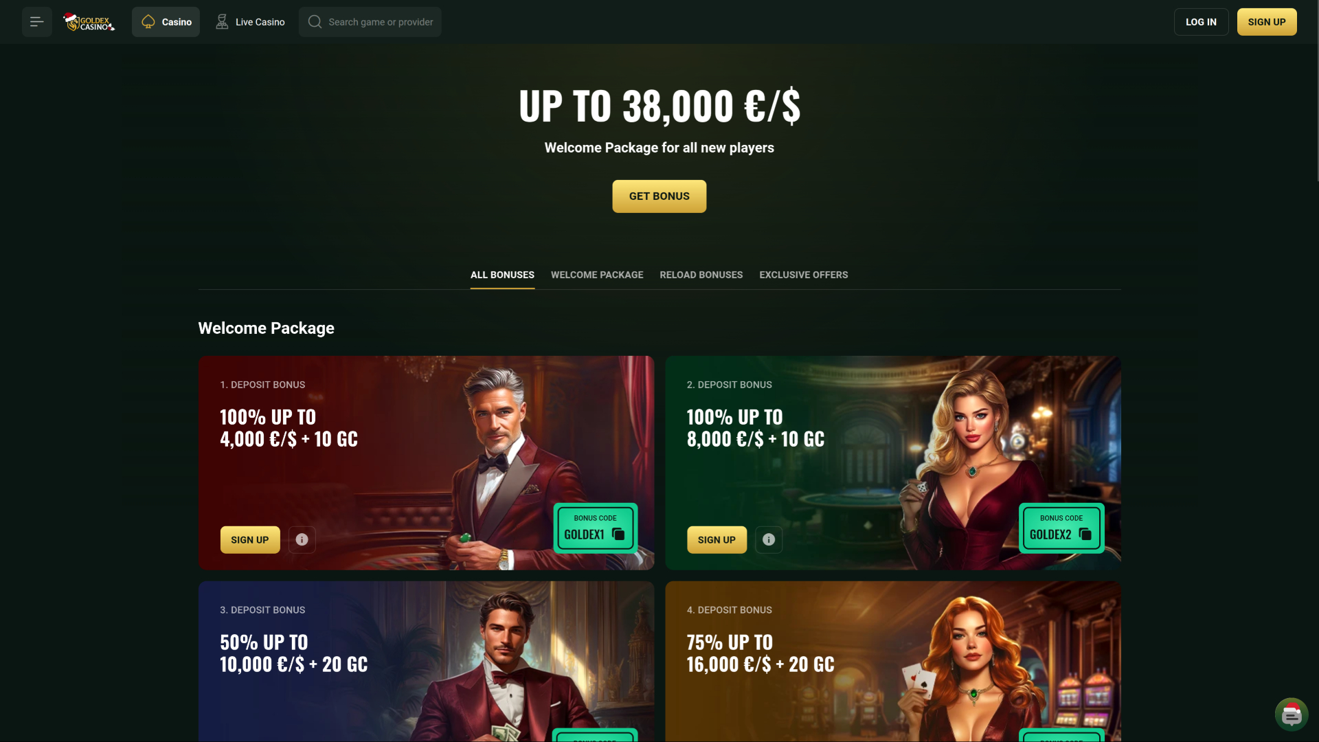Goldex Casino Desktop Promotions