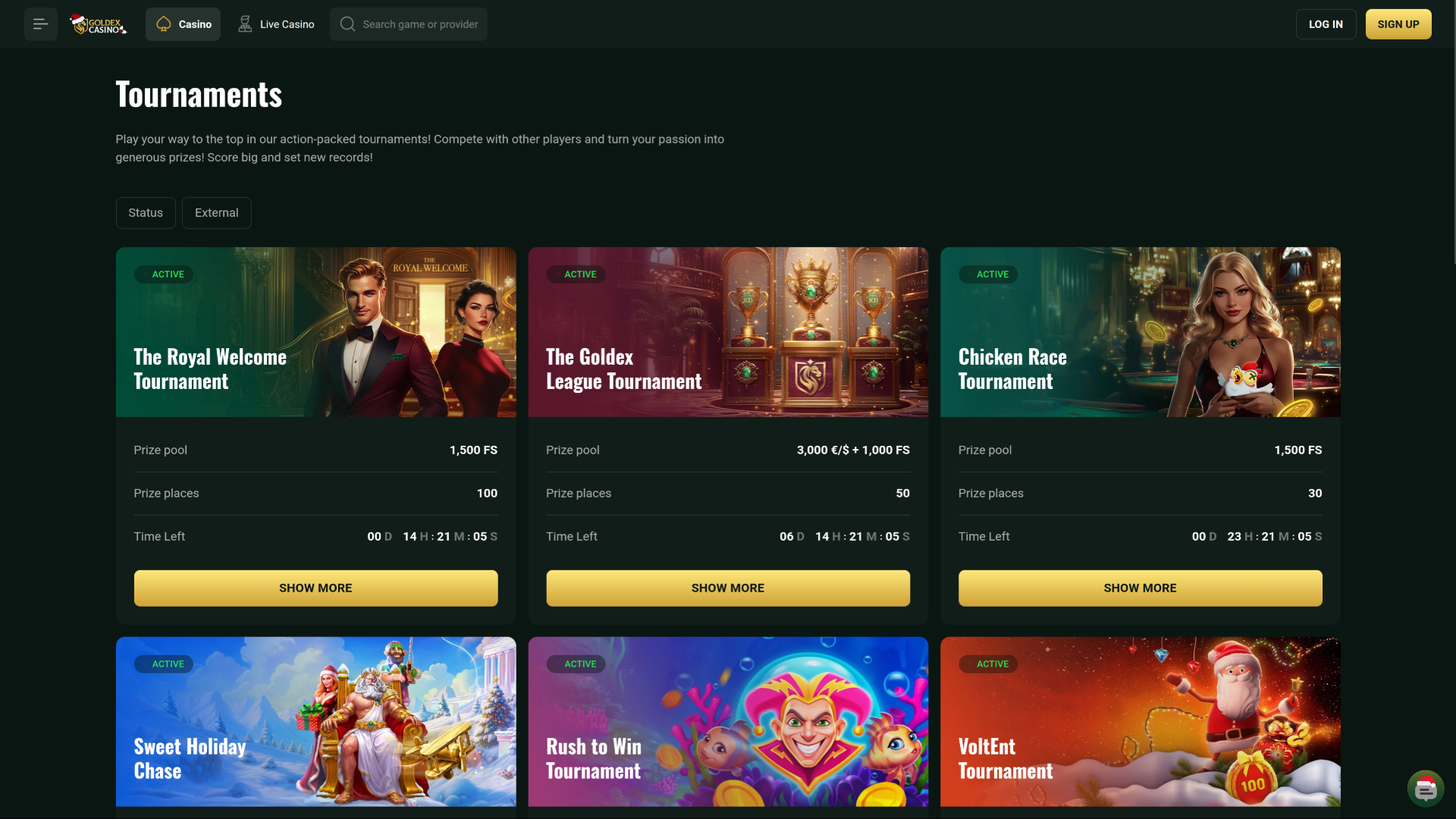 Goldex Casino Desktop Tournaments