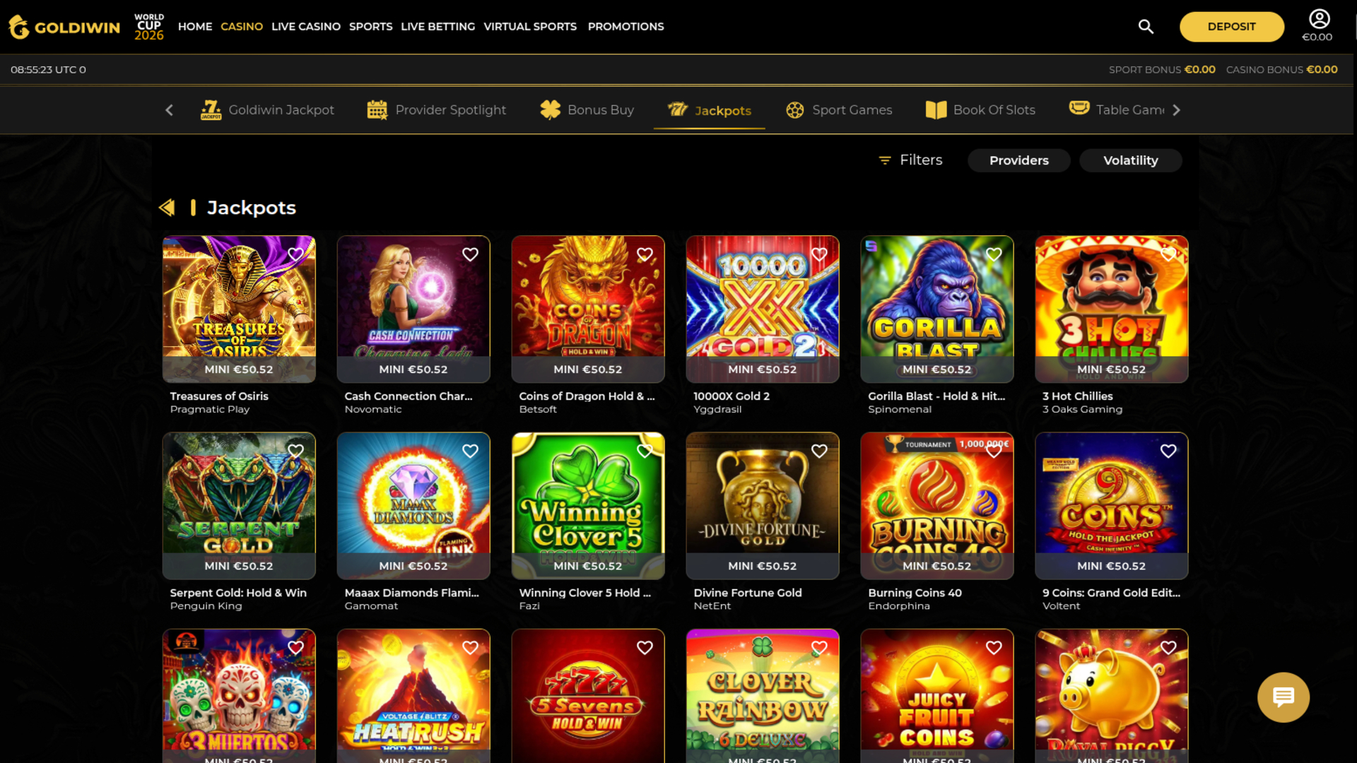 GoldiWin Casino Desktop jackpot