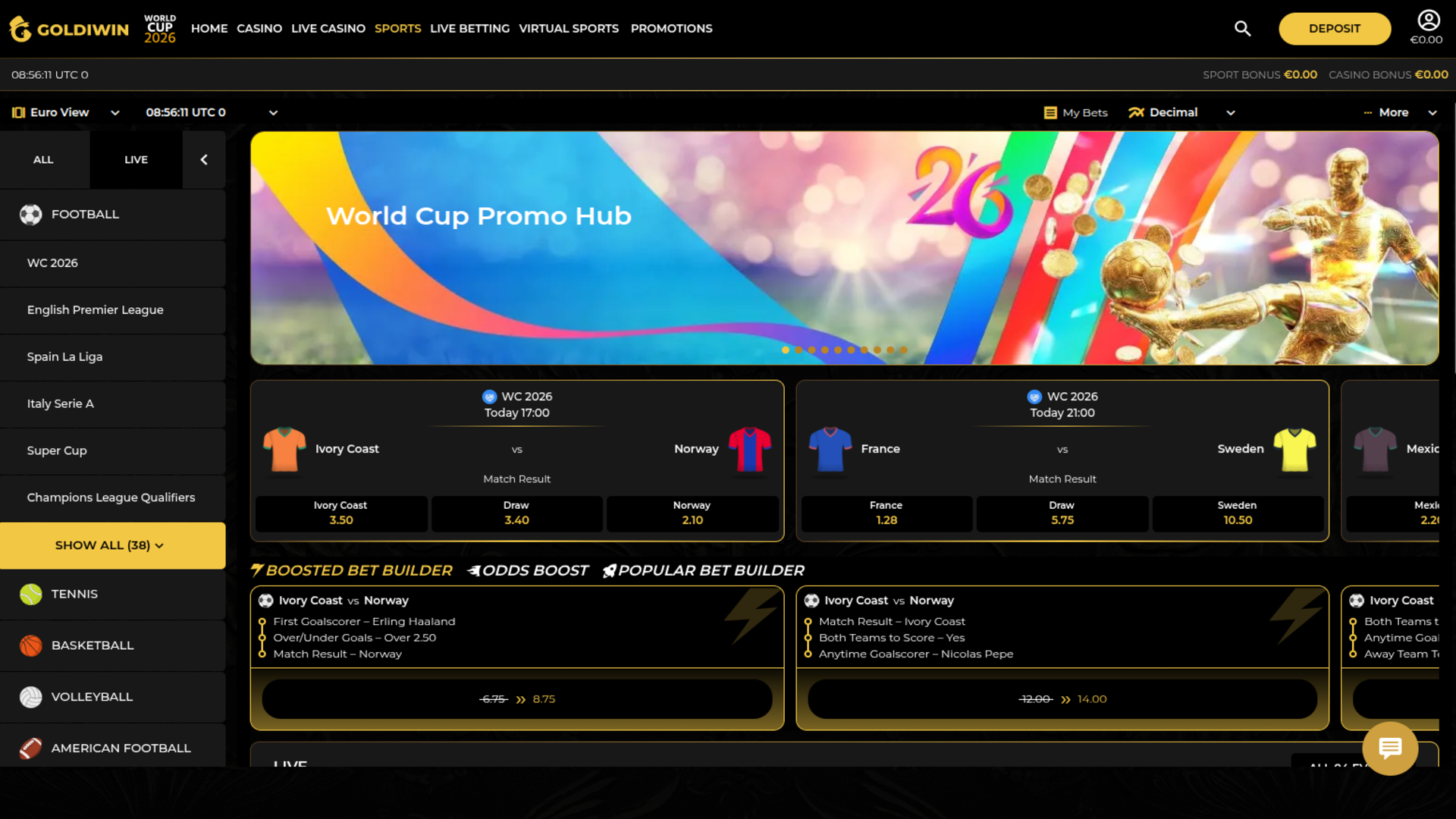 GoldiWin Casino Desktop sports