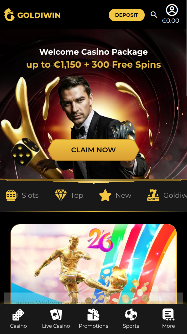 GoldiWin Casino mobile Homepage