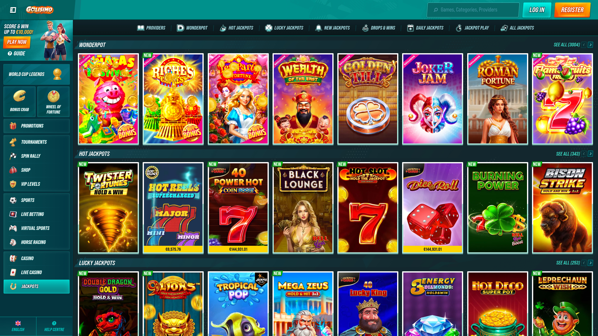 Golisima Casino Desktop jackpot