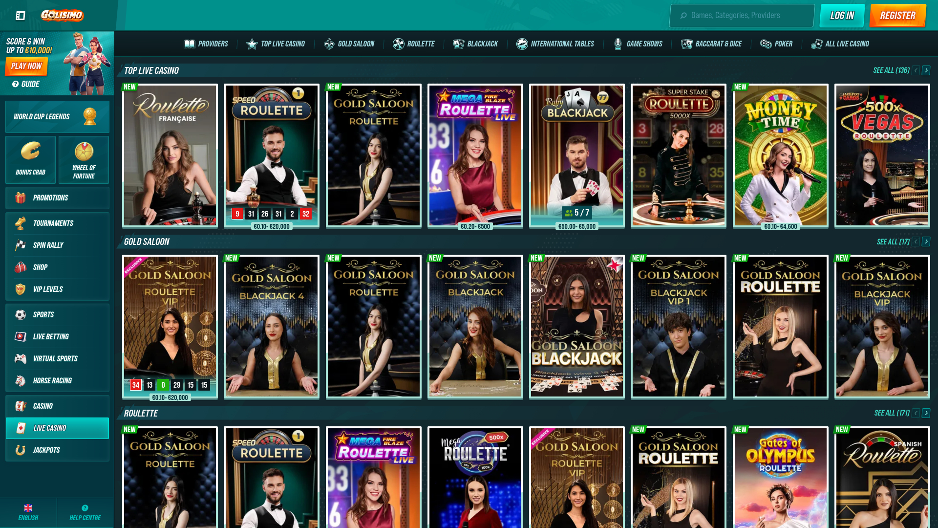 Golisima Casino Desktop Live dealer