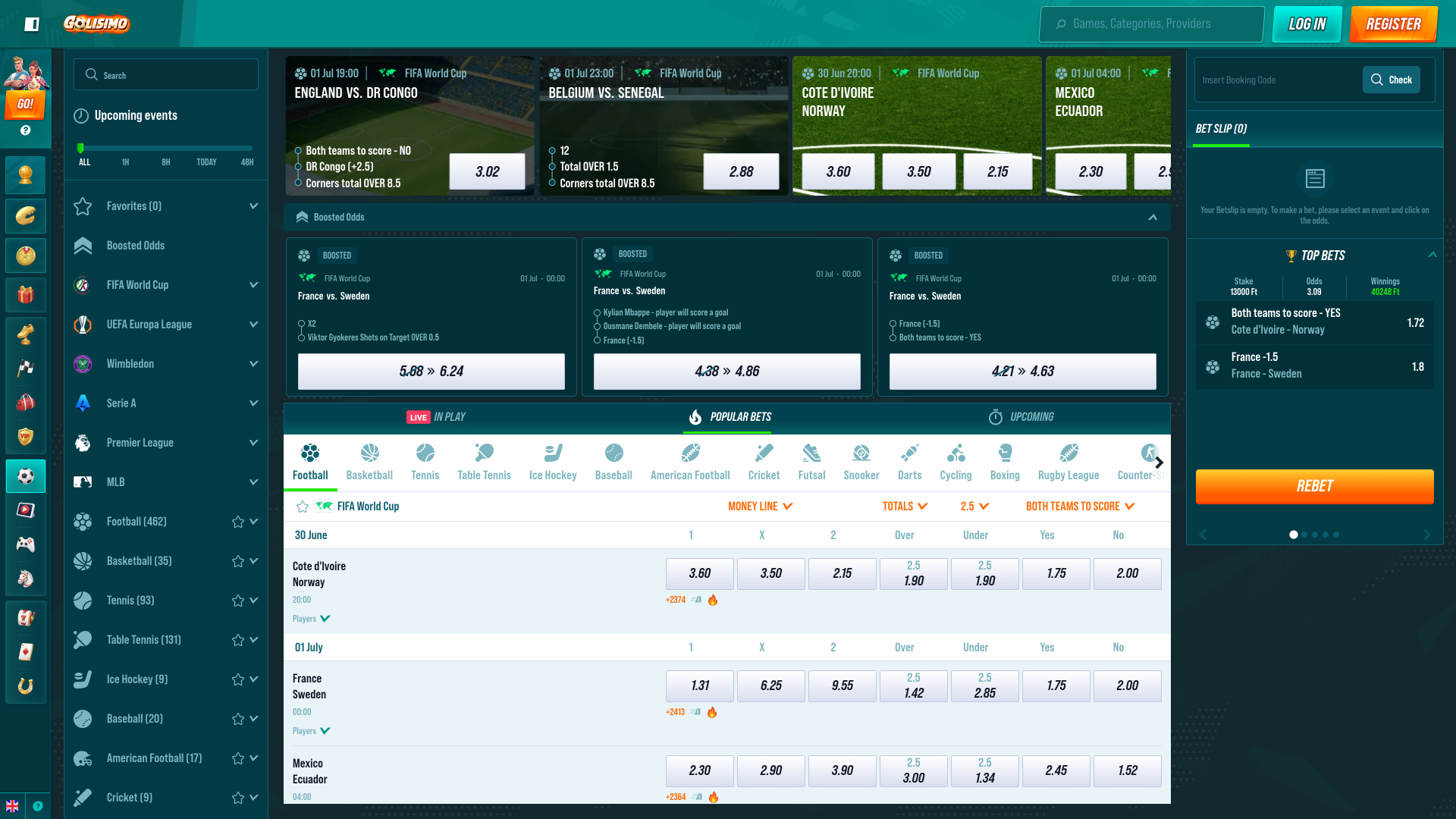 Golisima Casino Desktop sports