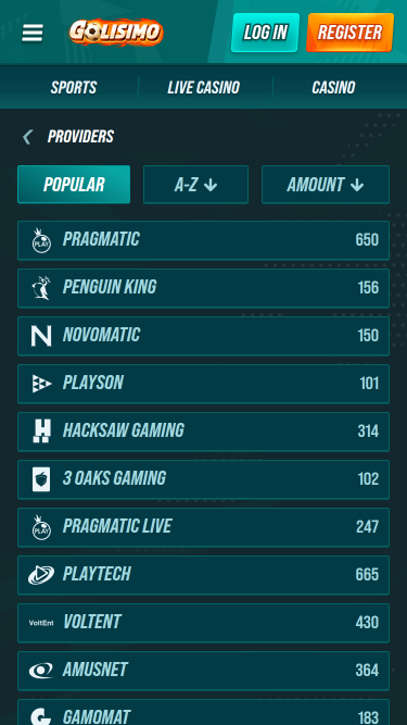 Golisima Casino mobile game developers