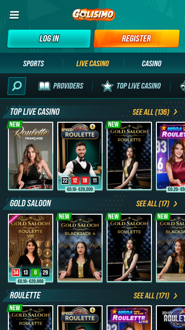 Golisima Casino mobile Live dealer