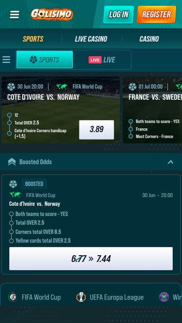 Golisima Casino mobile sports
