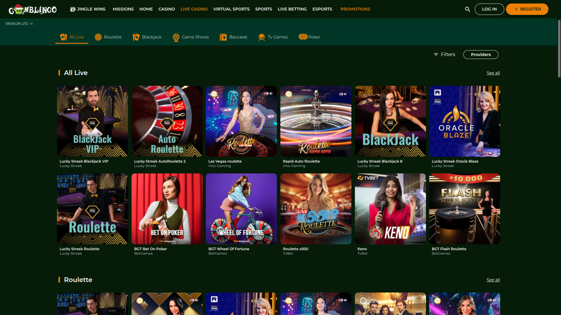 Gomblingo Casino Desktop Live Dealer