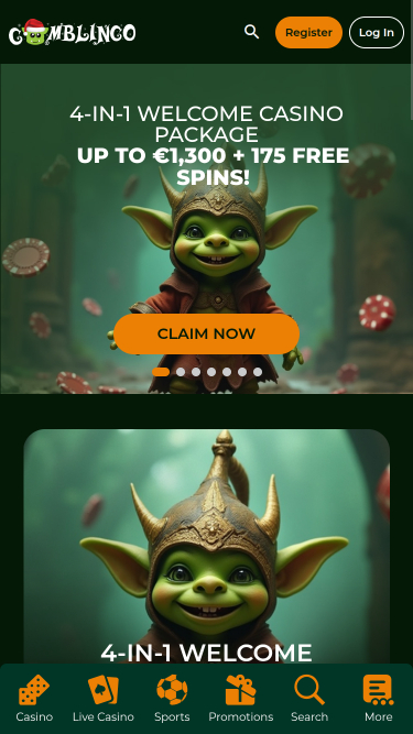 Gomblingo Casino Mobile Homepage