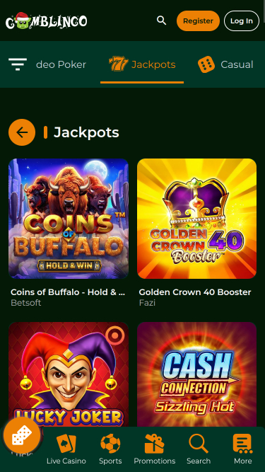 Gomblingo Casino Mobile Jackpot