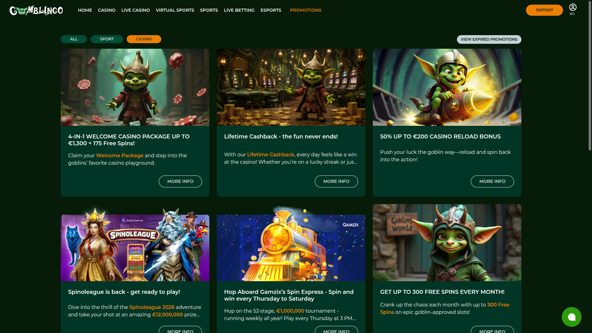 Gomblingo Casino Desktop Promotions