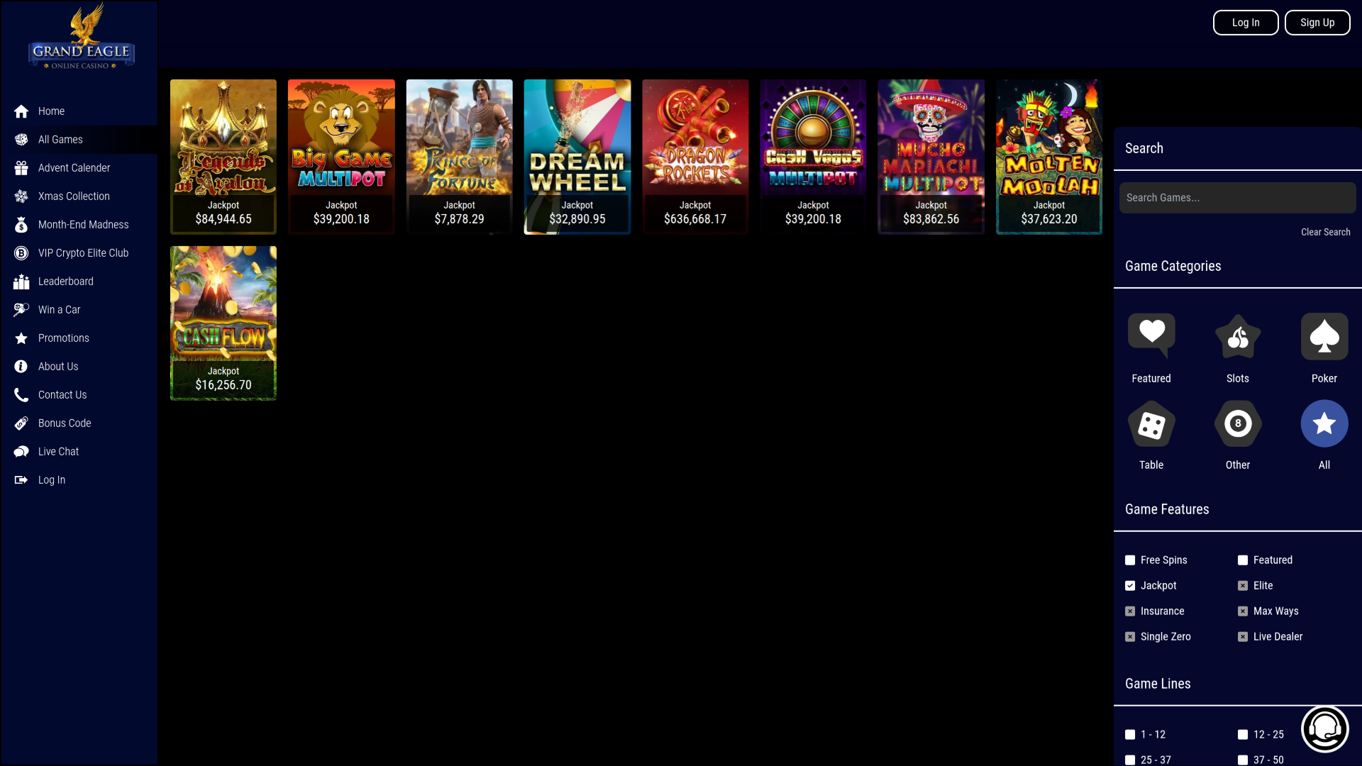 Grand Eagle Casino Desktop Jackpot