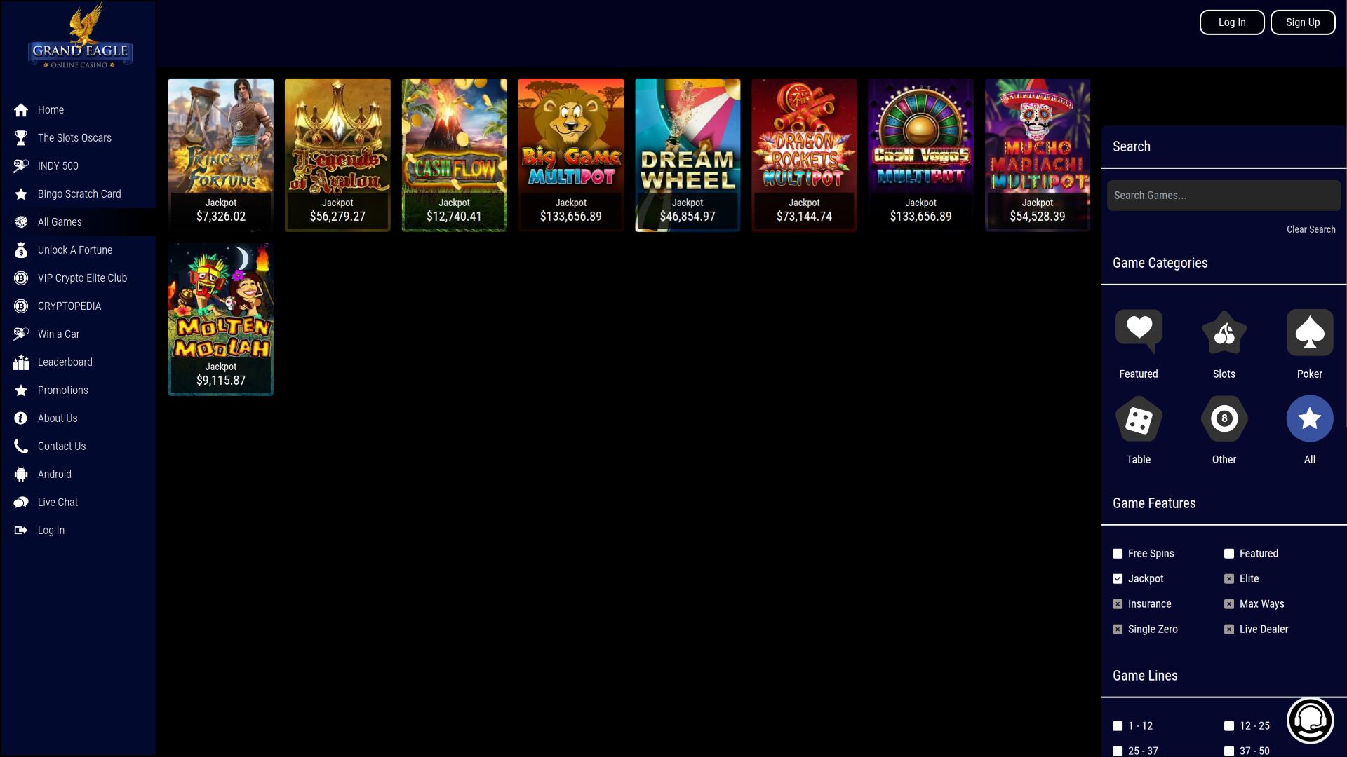 Grand Eagle Casino Desktop Jackpot