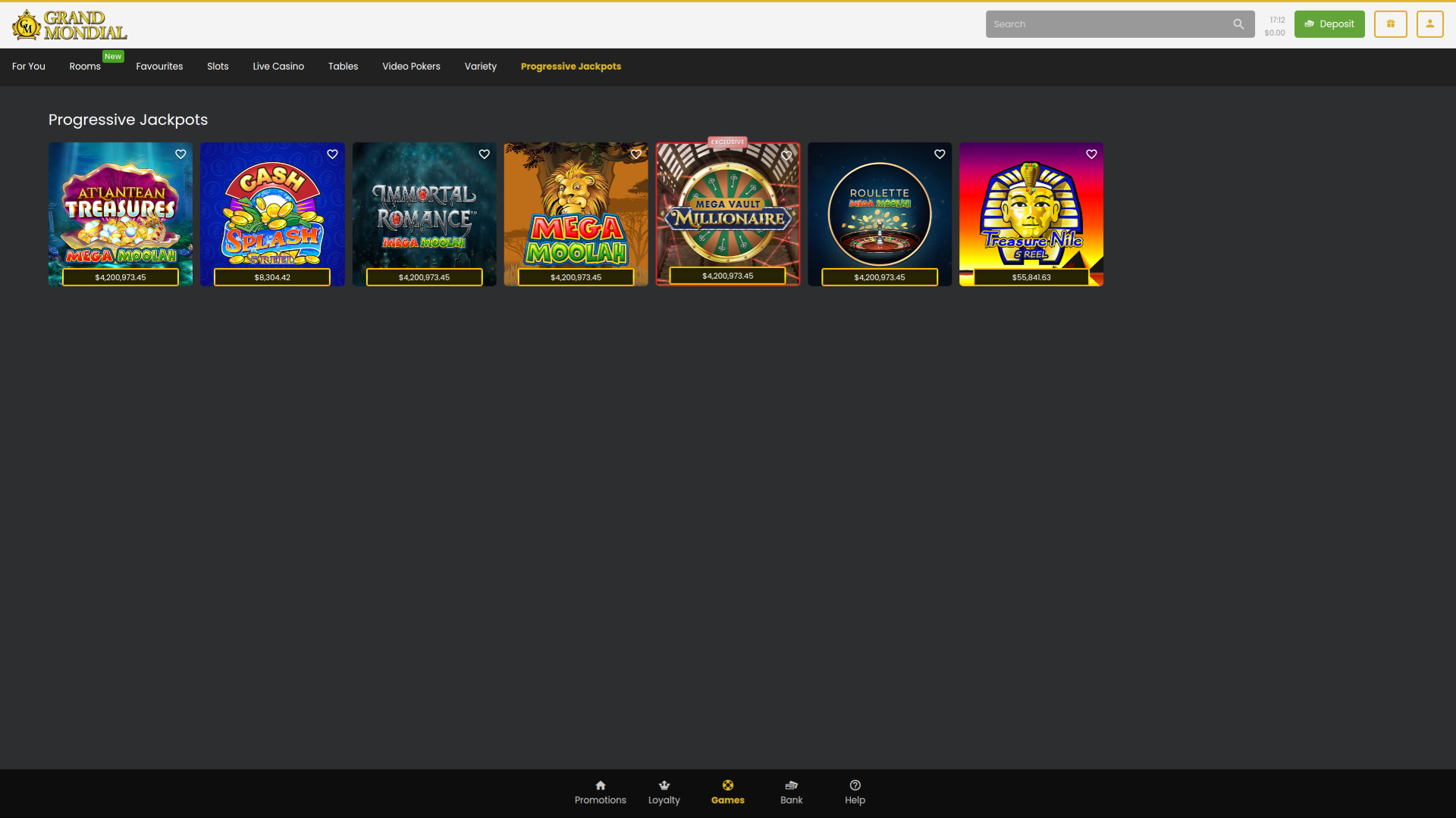 Grand Mondial Casino Desktop Jackpot