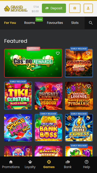 Grand Mondial Casino Mobile Games