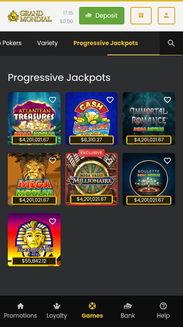 Grand Mondial Casino Mobile Jackpot