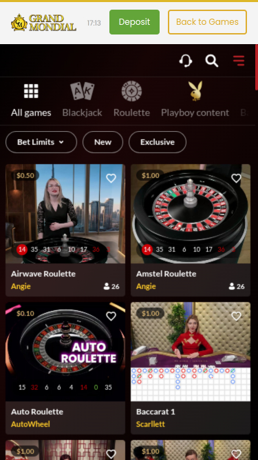 Grand Mondial Casino Mobile Live Dealer