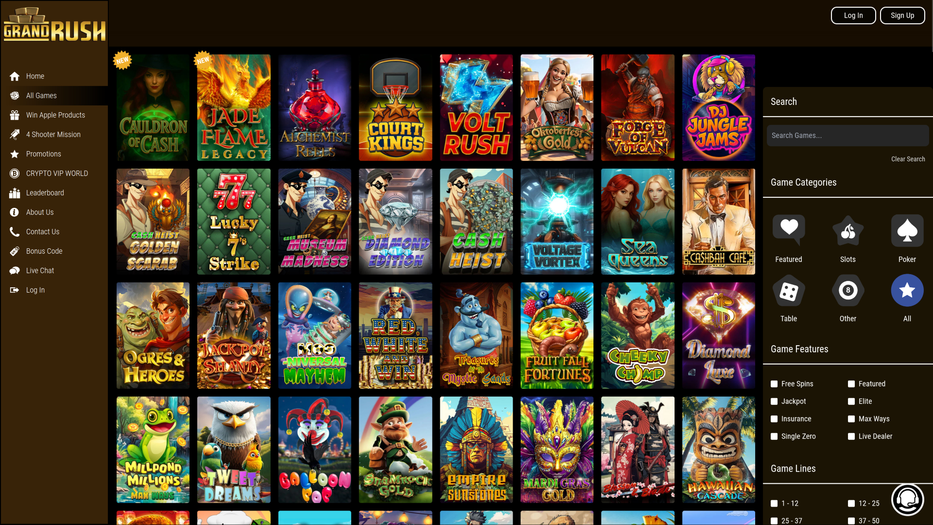 Grand Rush Casino Desktop Games