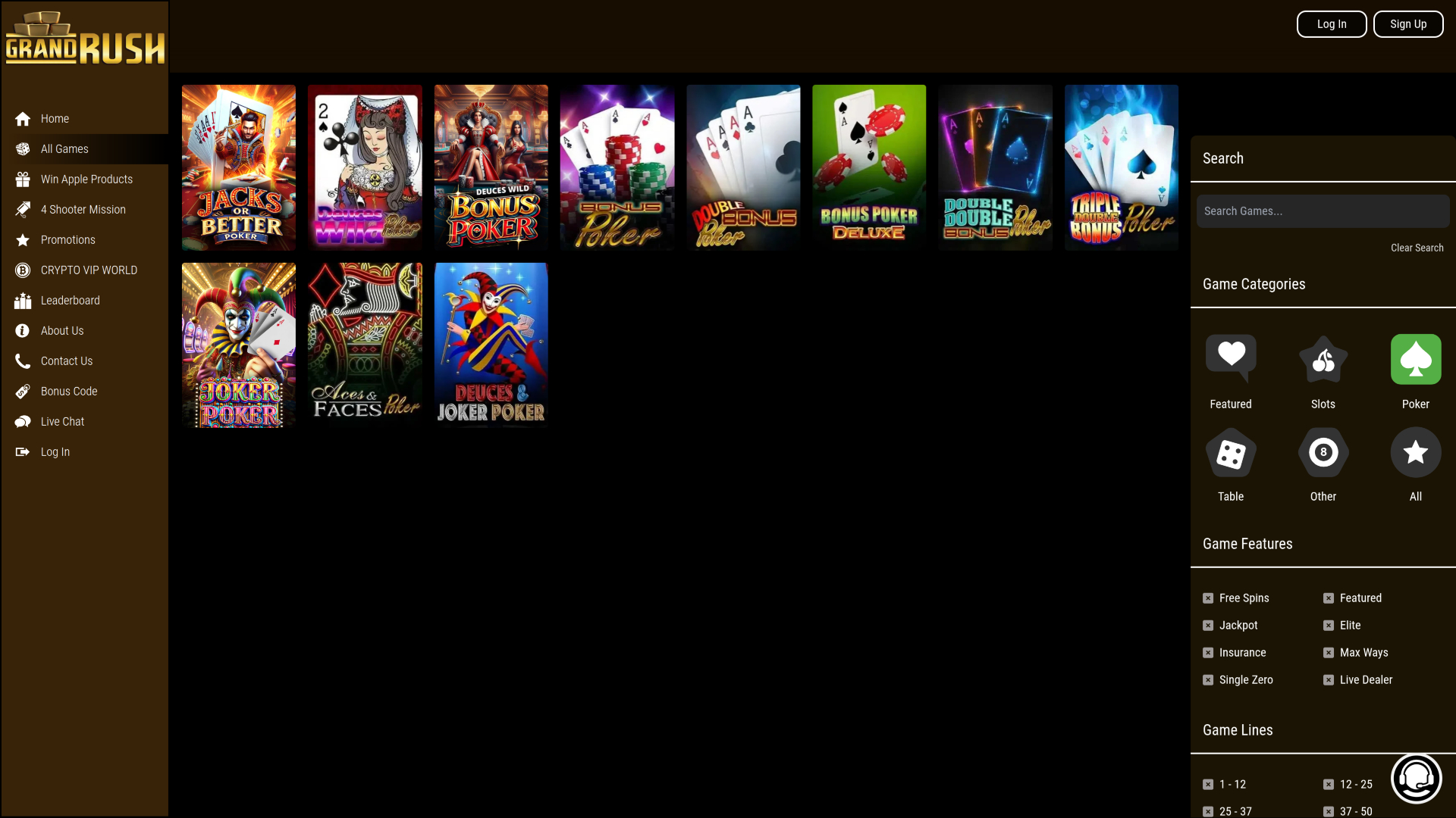 Grand Rush Casino Desktop Poker