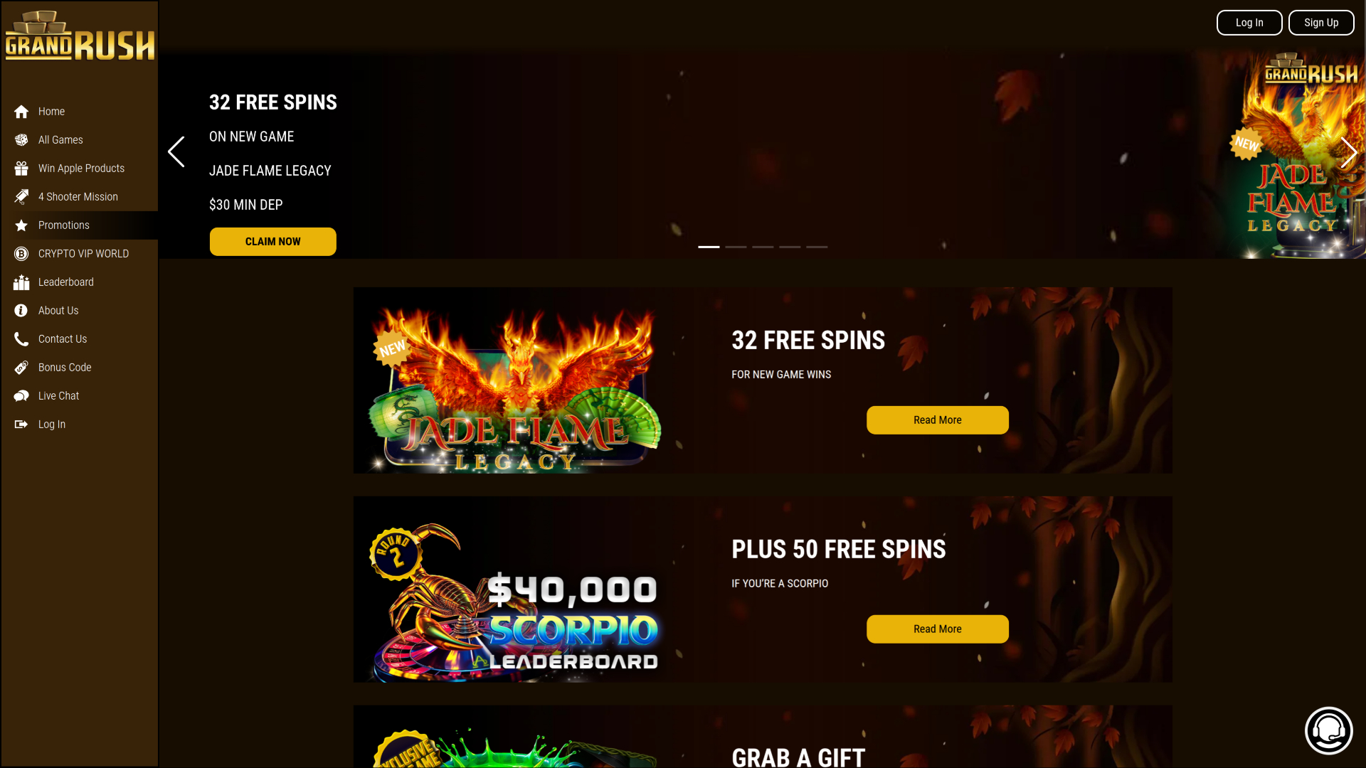 Grand Rush Casino Desktop Promotions