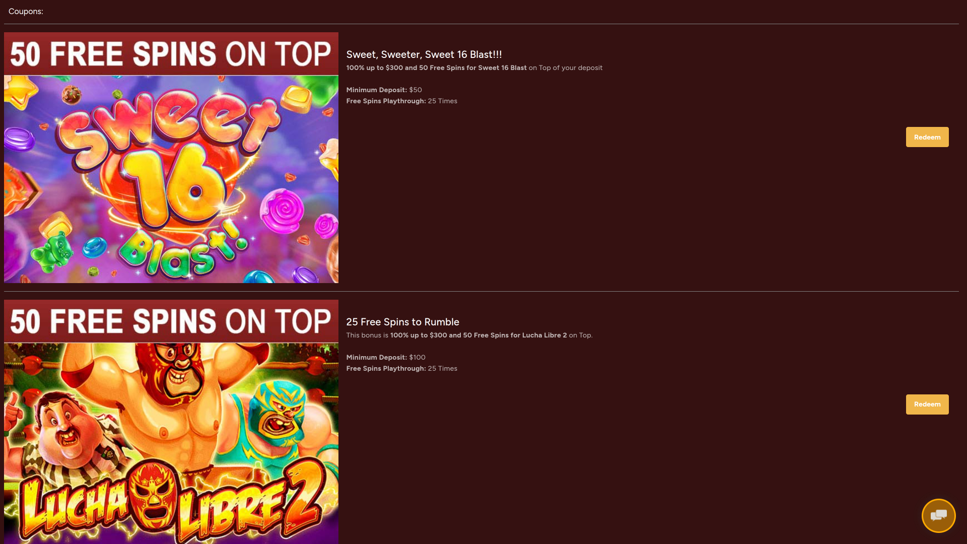 Grande Vegas Casino Desktop Promotions