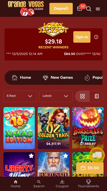 Grande Vegas Casino Mobile Games
