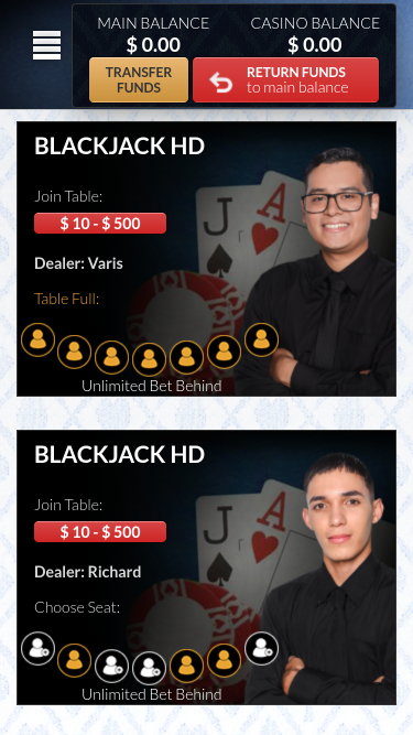 Grande Vegas Casino Mobile Live Dealer