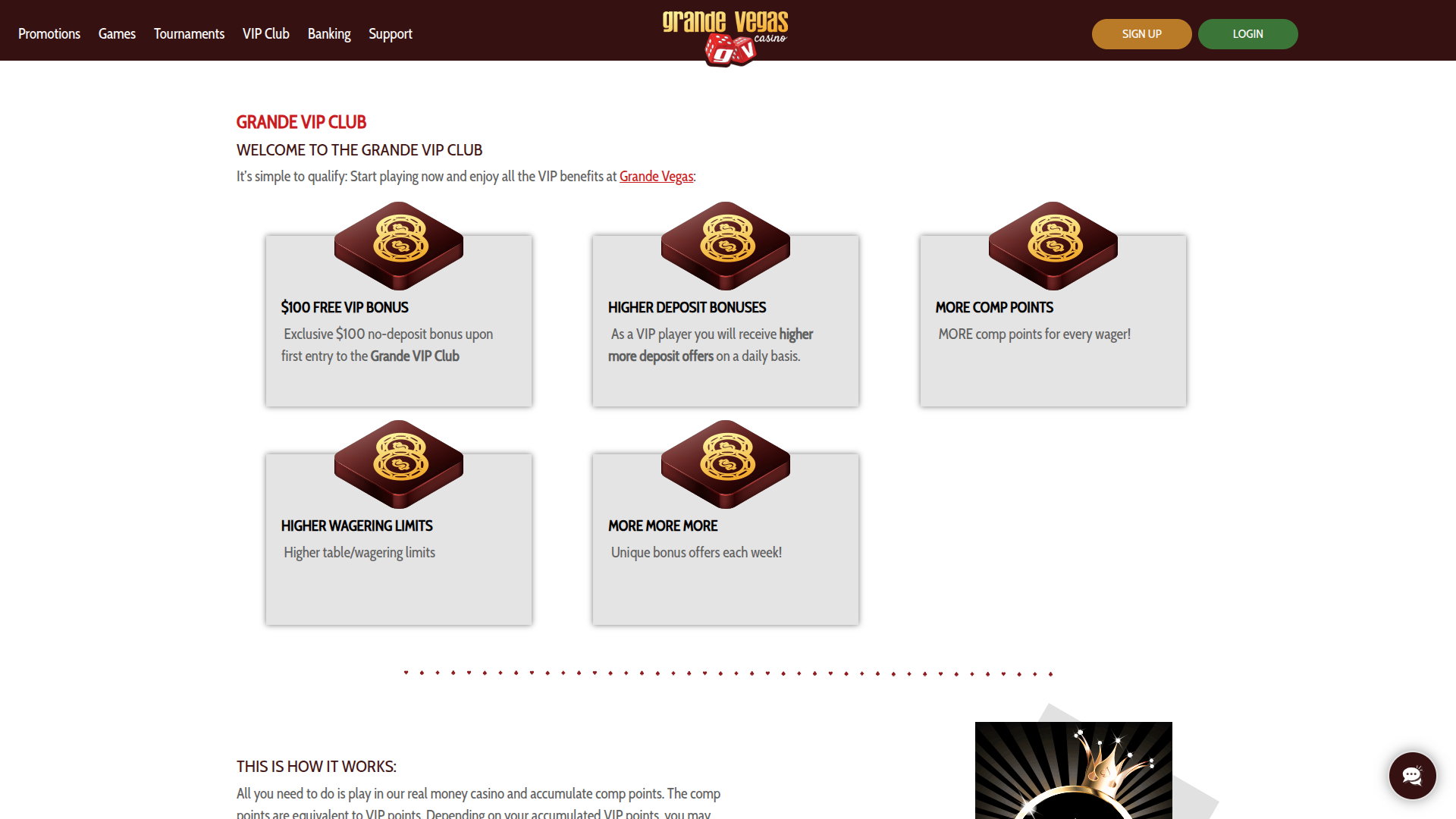 Grande Vegas Casino Desktop VIP Program