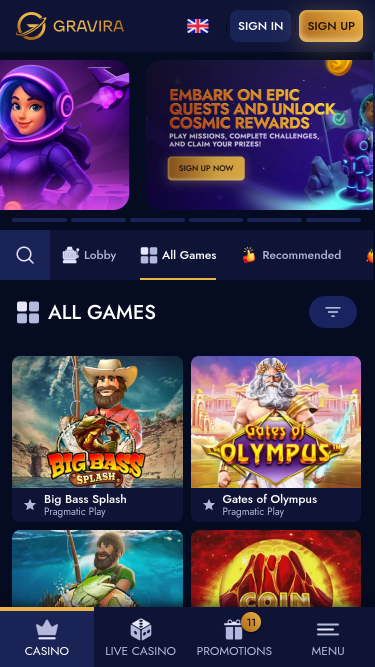 Gravira Casino Mobile Games
