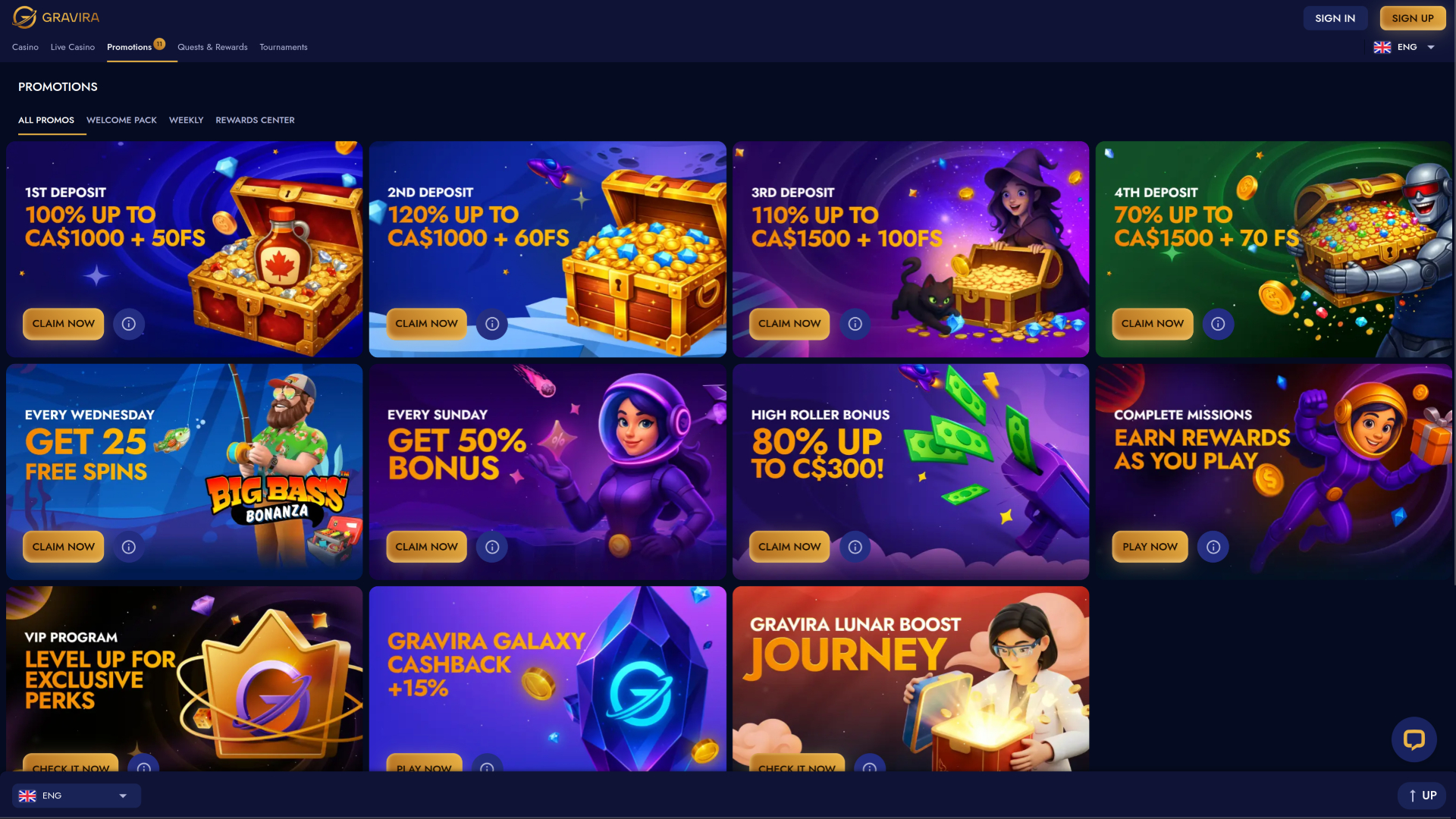 Gravira Casino Desktop Promotions