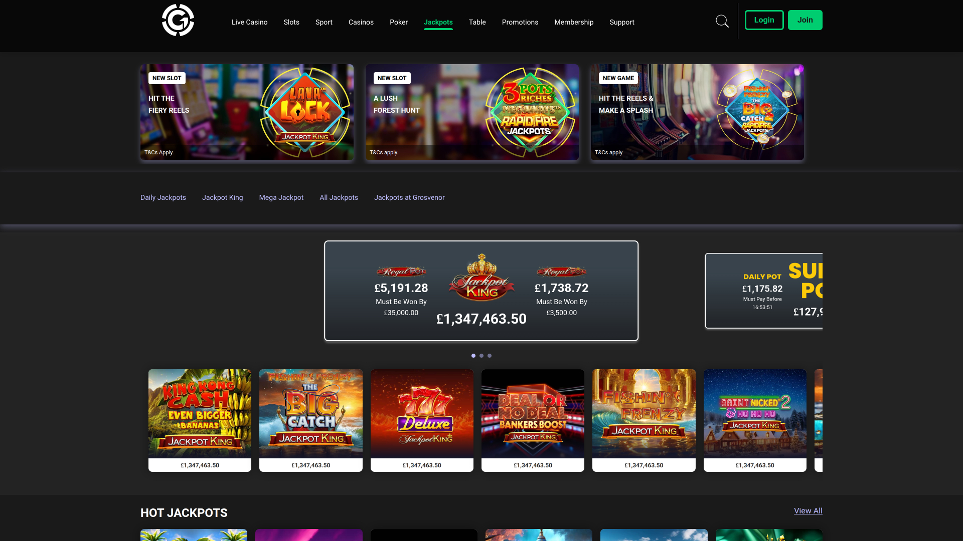 Grosvenor Casino Desktop Jackpot