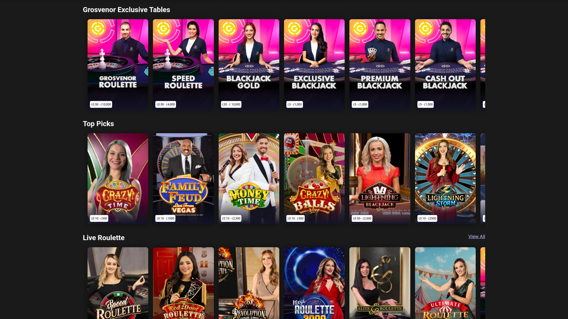 Grosvenor Casino Desktop Live Dealer