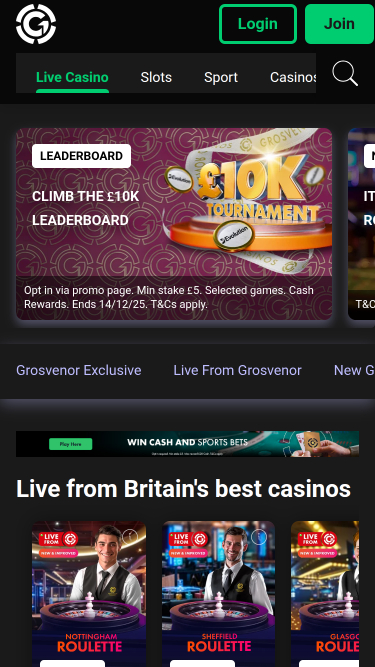 Grosvenor Casino Mobile Live Dealer