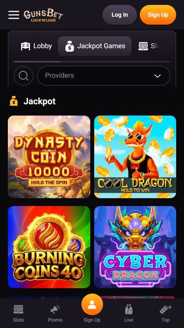 Gunsbet Casino Mobile Image Jackpot