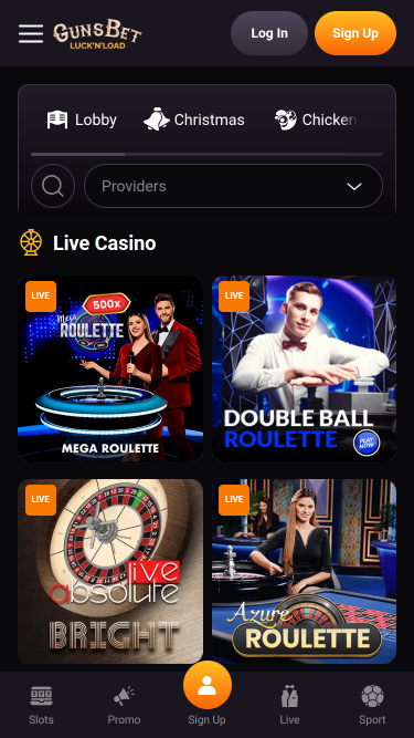 Gunsbet Casino Mobile Live Dealer