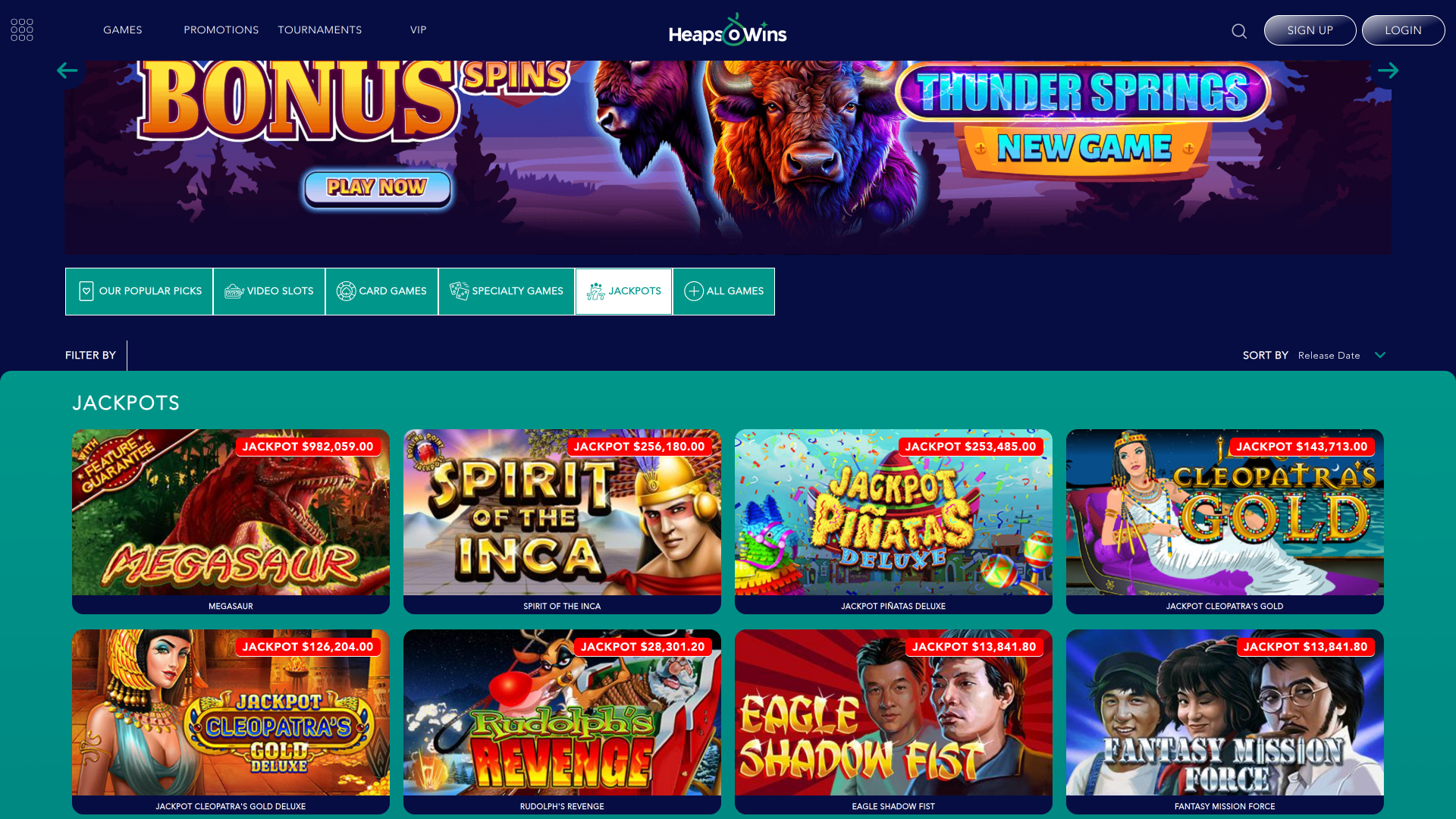 Heaps O Wins Casino Desktop jackpot