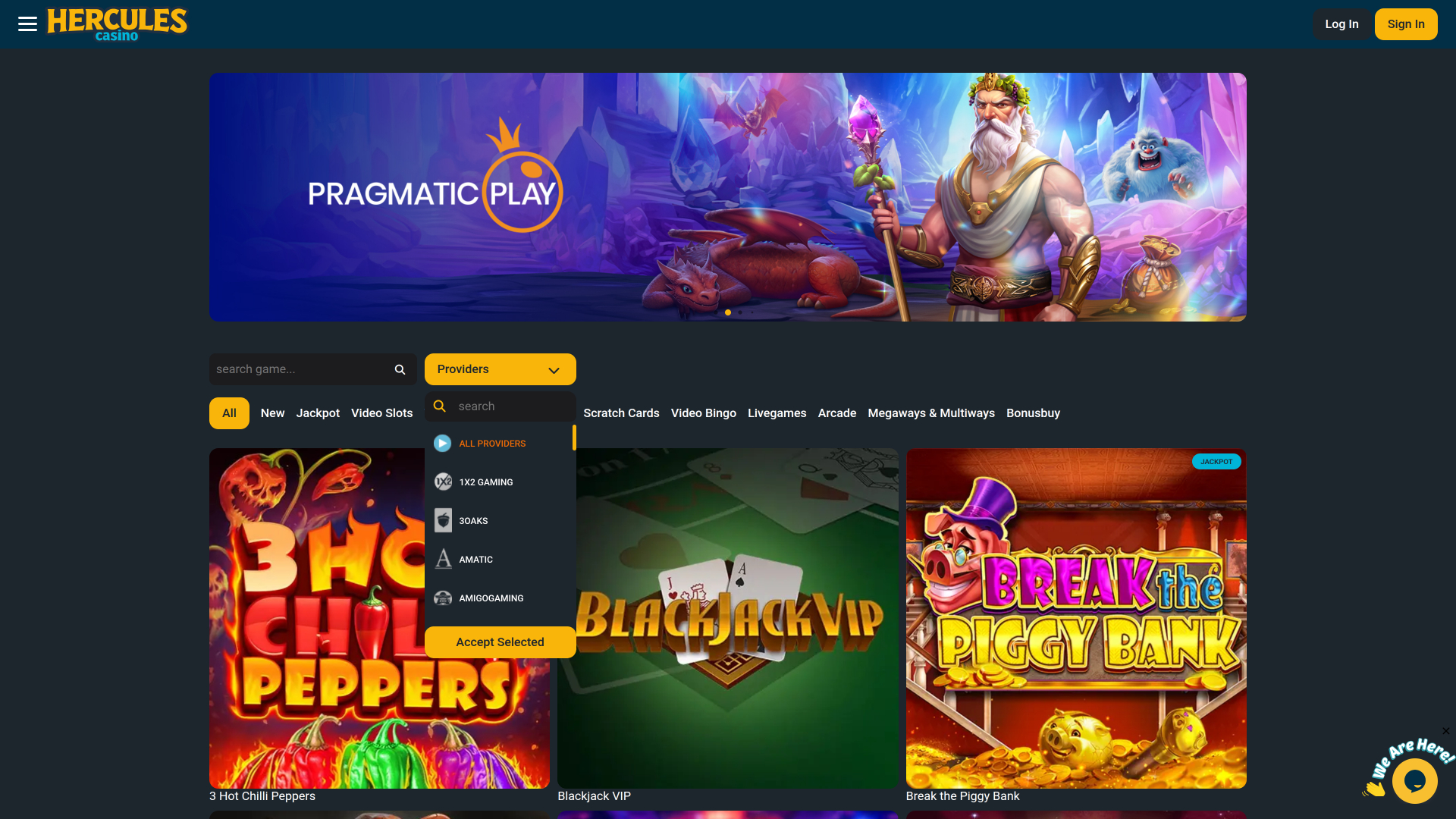 Game Developers screenshot of Hercules Casino