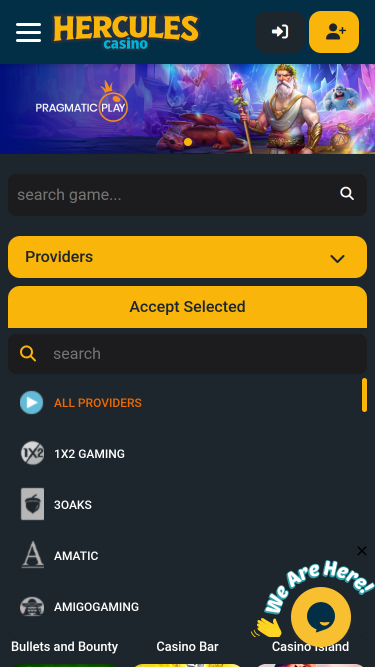 Game Developers mobile screenshot of Hercules Casino
