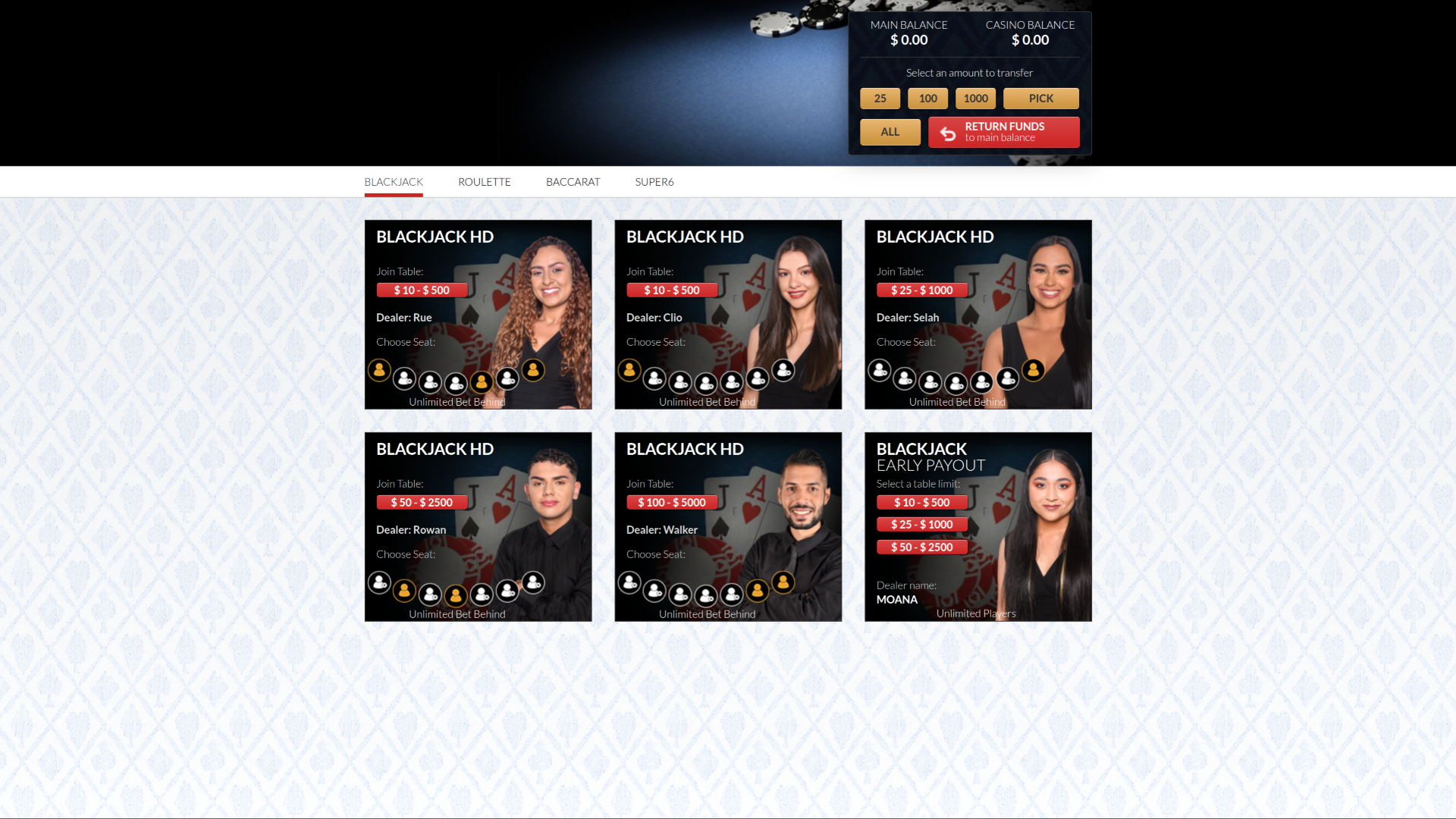 High Country Casino Desktop Live Dealer