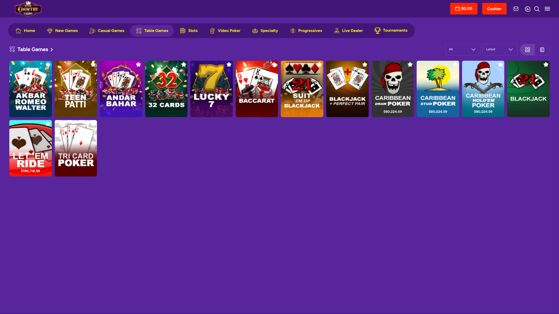 High Country Casino Desktop Table Games