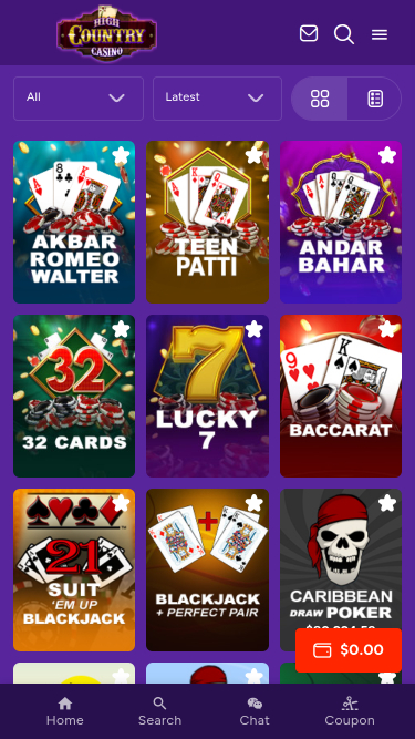High Country Casino Mobile Table Games