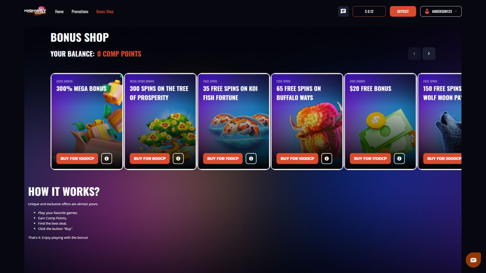 Highway Casino Desktop Image Bonus Shop