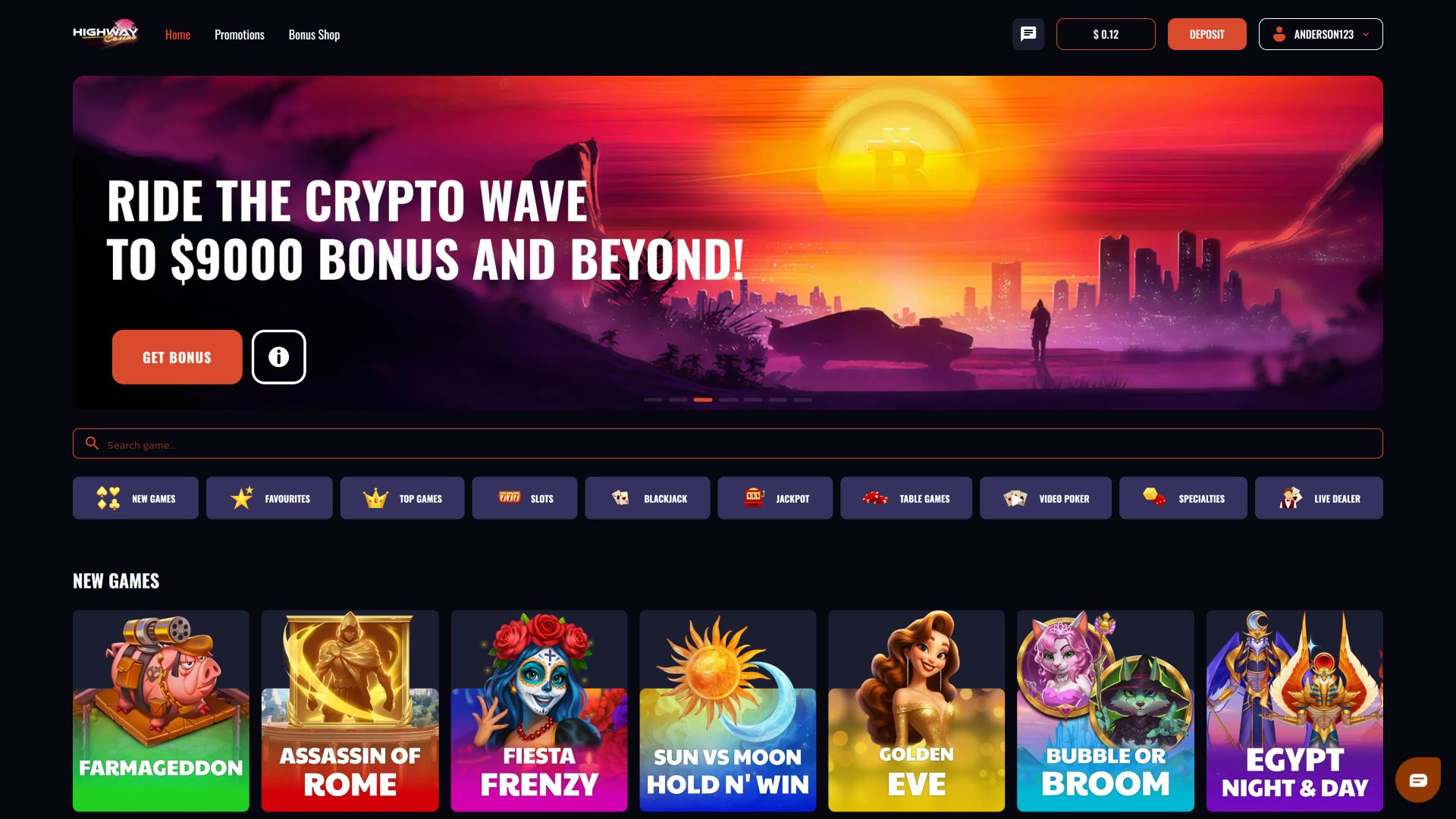 Highway Casino Desktop Image Homepage