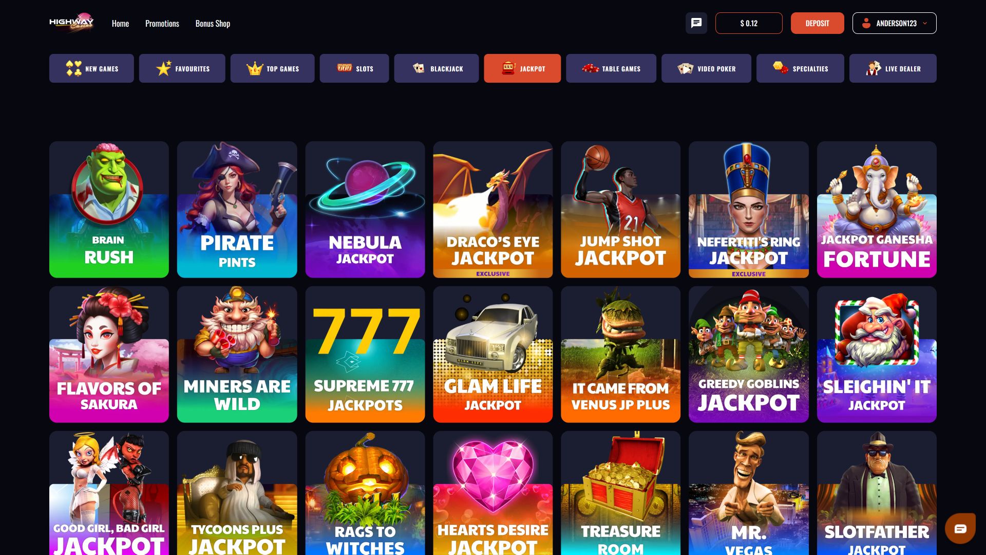 Highway Casino Desktop Image Jackpot